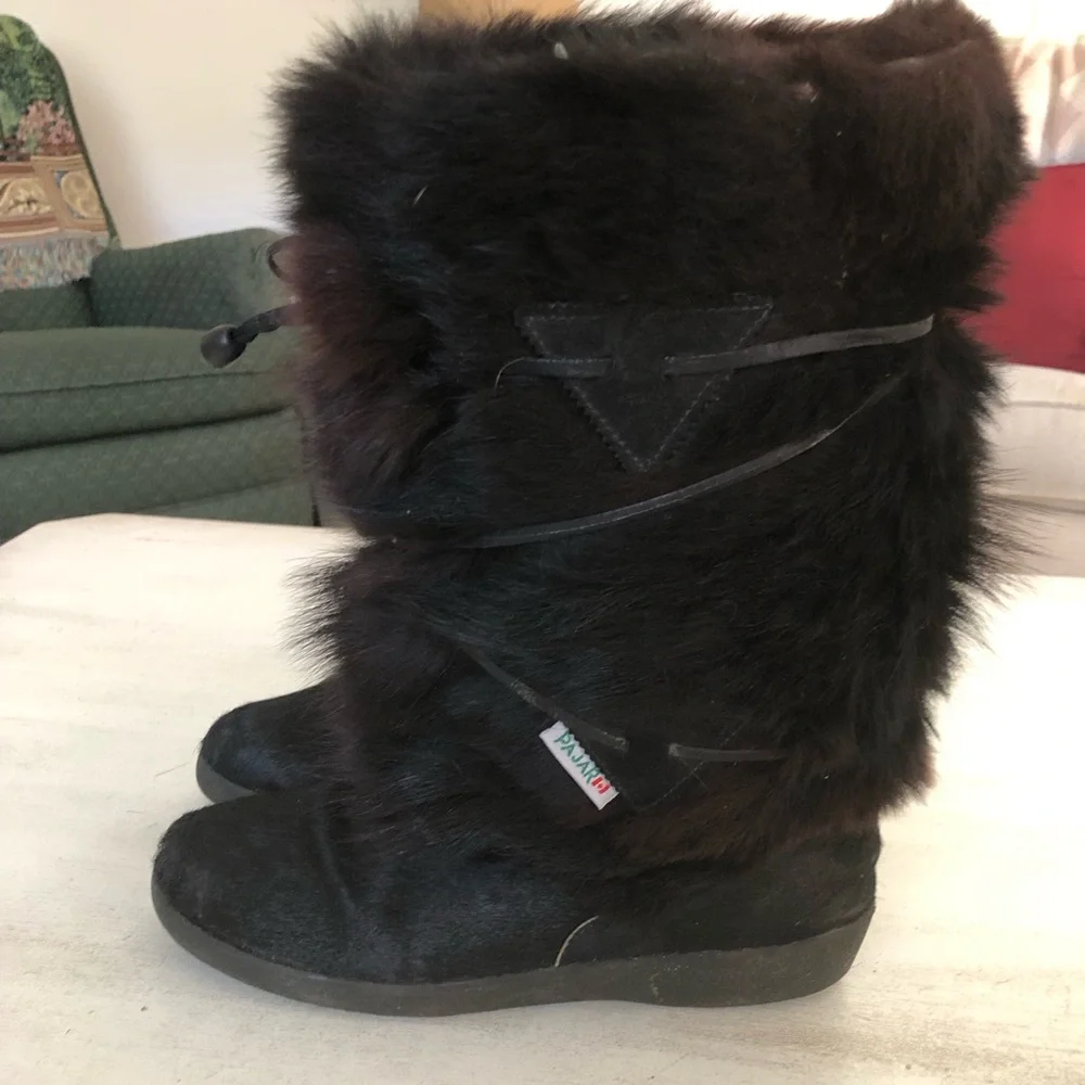 Pajar Black Fur-Lined Winter Boots Womens preowned size 8 - Picture 5 of 13